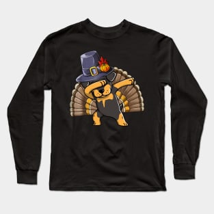 Thanksgiving for Boys Men Dabbing Rottweiler Turkey Long Sleeve T-Shirt